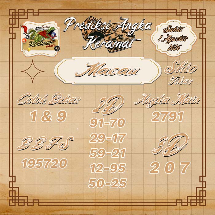 prediksi angka keramat MACAU 1-Aug-2026