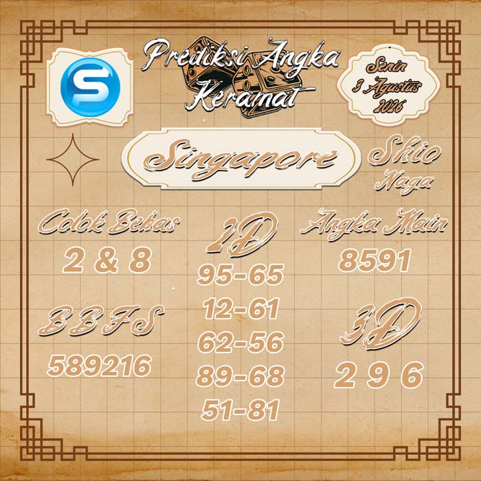 prediksi angka keramat SINGAPORE 3-Aug-2026